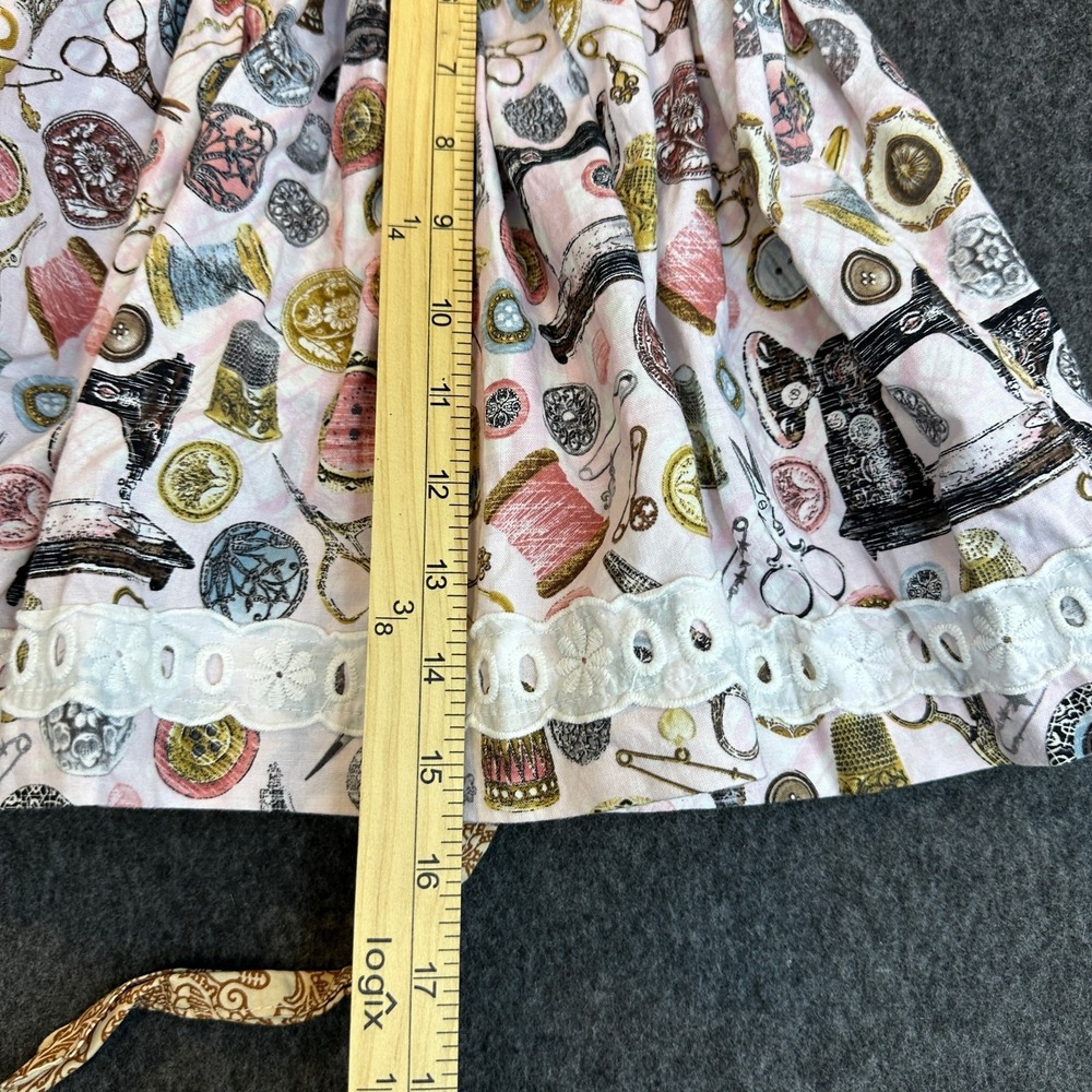 Matilda Jane Platinum Halter Sundress Sewing Print Eyelet Lace Dress Size 8 EUC - Picture 8 of 14